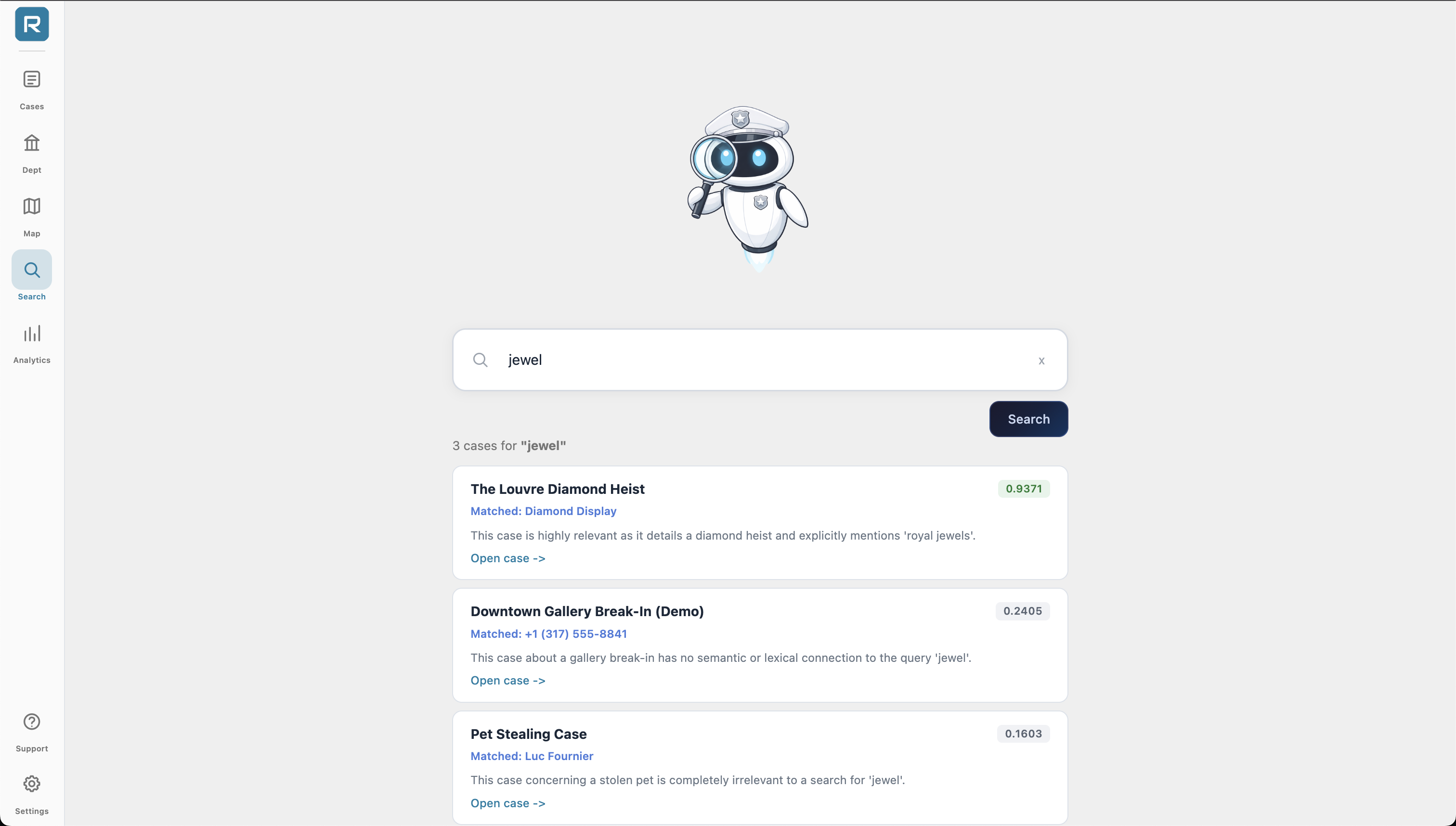 Semantic search results
